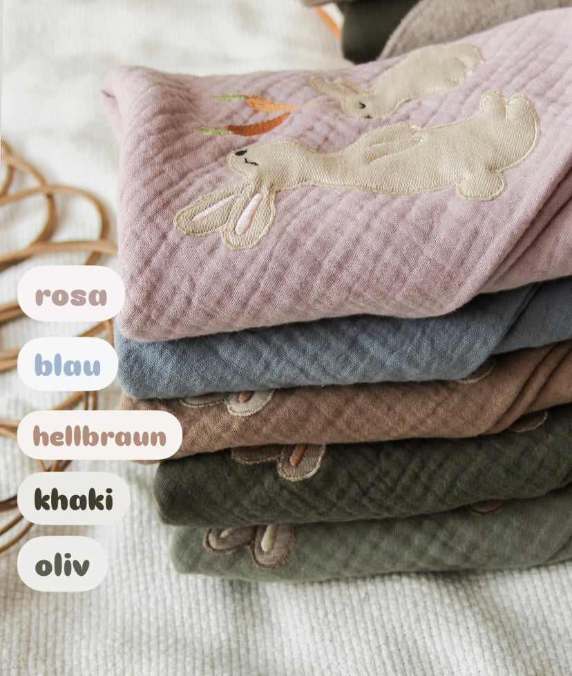 Musselintuch mit Häschen Applikation